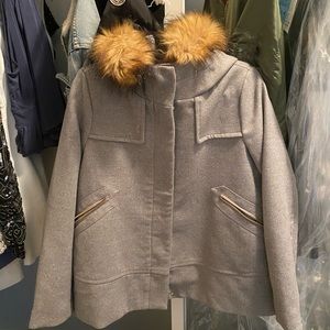 Zara basic fur hooded jacket